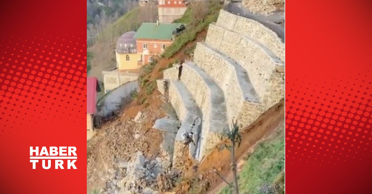 Rize’de heyelan! İstinat duvarı çöktü