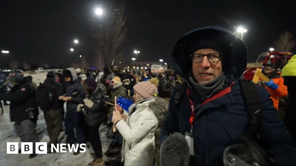 BBC at protests outside hotel where Trump’s immigration chief believed to be staying
