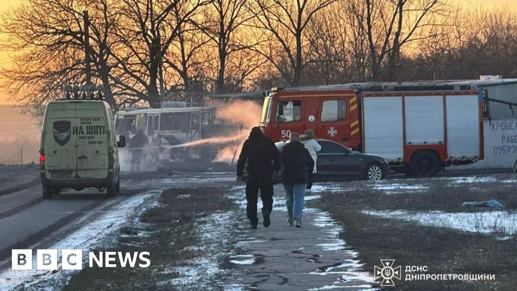 Twelve killed by Russian strike near bus in Ukraine, official says