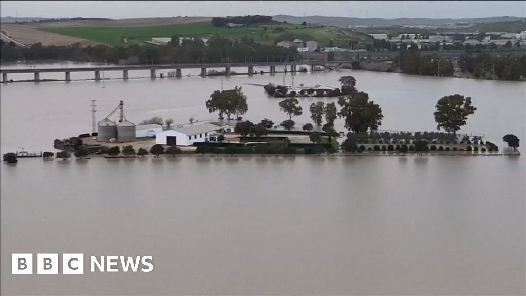 Aerial footage shows flooded cities as storms hit Spain