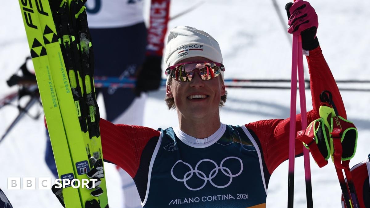 Winter Olympics 2026: Johannes Hosflot Klaebo wins first of potential six golds, GB’s Andrew Musgrave 10th