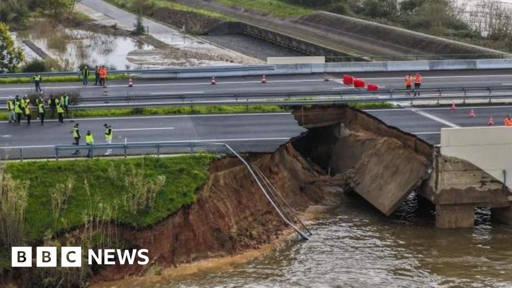 Motorway collapses as deadly storms hit France, Portugal and Spain